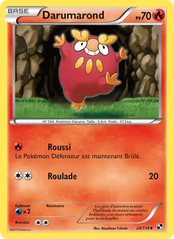 Carte Pokémon Darumarond #24 — Noir et Blanc
