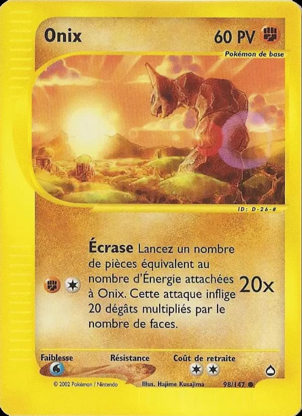 Carte Pokémon Onix #98 — Aquapolis