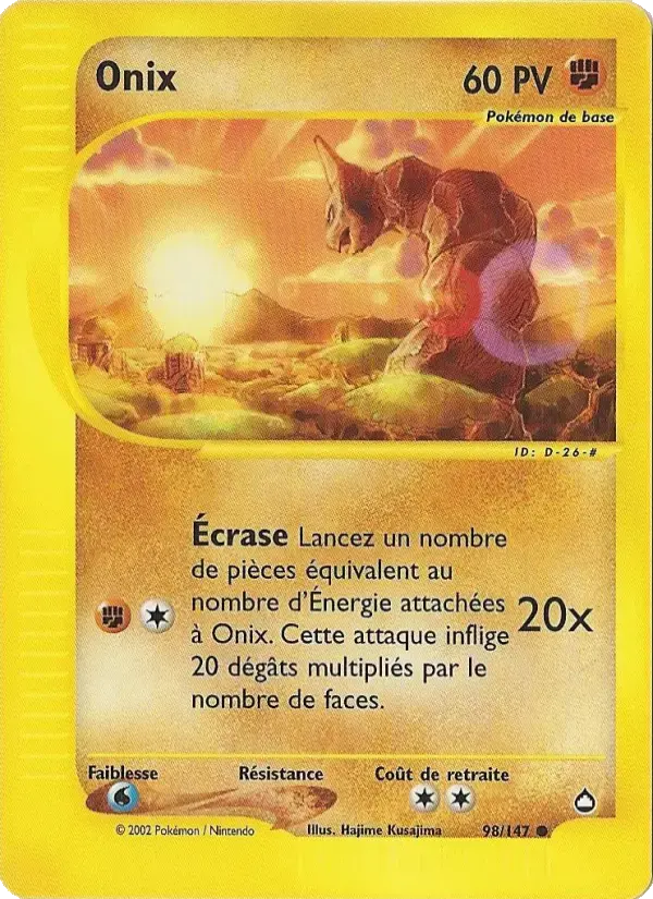 Carte Pokémon Onix #98 — Aquapolis