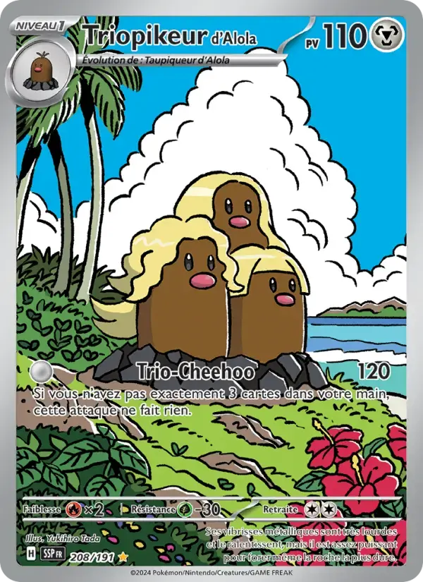 Carte Pokémon Triopikeur d'Alola #208 — Étincelles Déferlantes