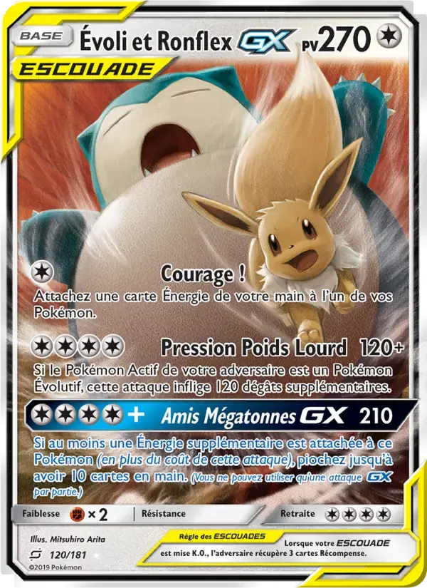 Carte Pokémon Évoli et Ronflex GX #120 — Duo de Choc