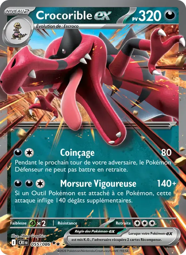 Carte Pokémon Crocorible-ex #055 — Chaos Ascendant