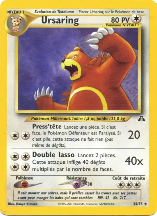 Carte Pokémon Ursaring #34 — Neo Discovery