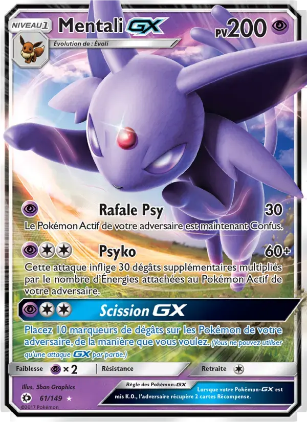 Carte Pokémon Mentali GX #61 — Soleil et Lune