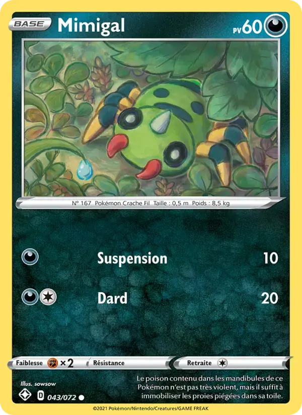 Carte Pokémon Mimigal #43 — Destinées Radieuses
