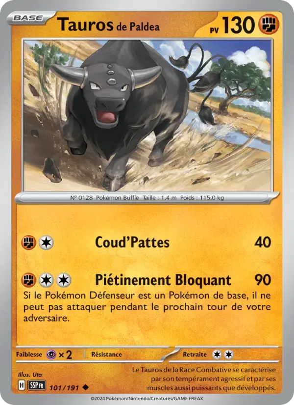 Carte Pokémon Tauros de Paldea #101 — Étincelles Déferlantes