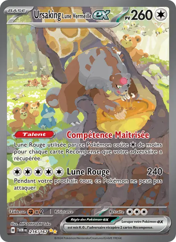 Carte Pokémon Ursaking Lune Vermeille-ex #216 — Mascarade Crépusculaire