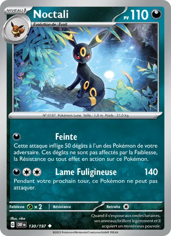 Carte Pokémon Noctali #130 — Flammes Obsidiennes