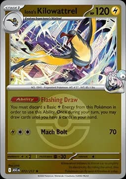 Iono's Kilowattrel #072 Holo — Ascended Heroes