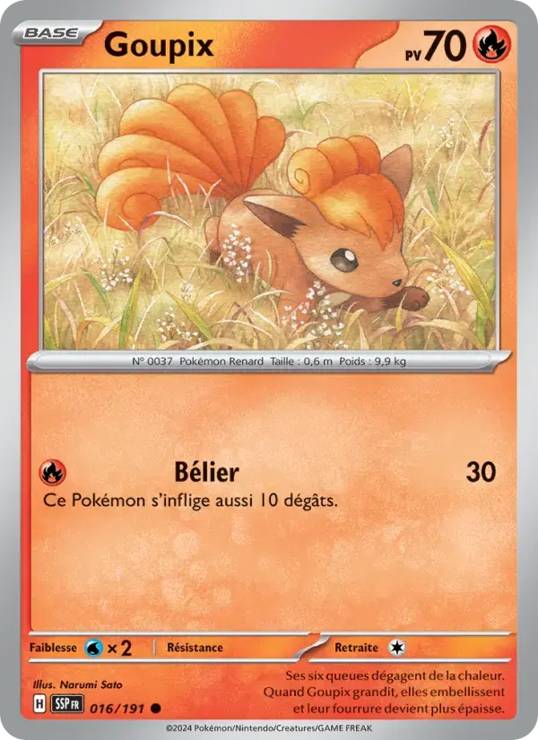 Carte Pokémon Goupix #016 — Étincelles Déferlantes