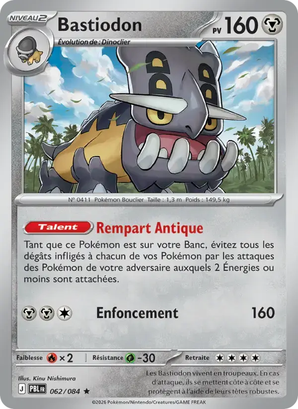 Carte Pokémon Bastiodon #062 — Nuit Noire