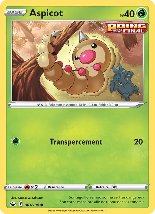 Carte Pokémon Aspicot #1 — Règne de Glace