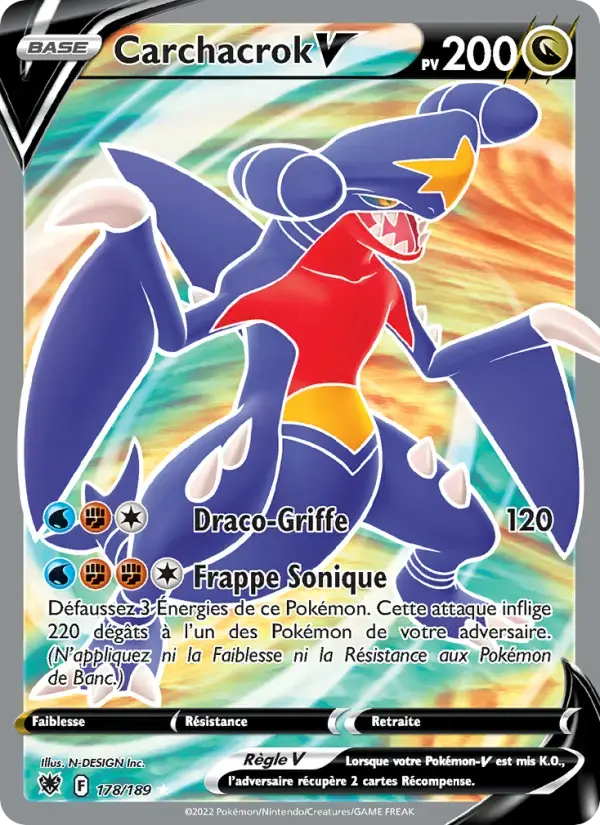 Carte Pokémon Carchacrok V #178 — Astres Radieux