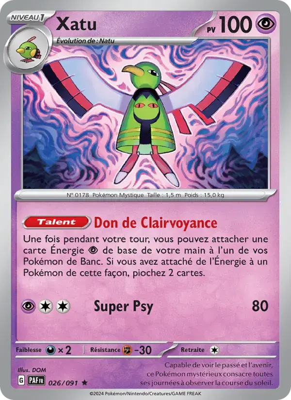 Carte Pokémon Xatu #026 — Destinées de Paldea