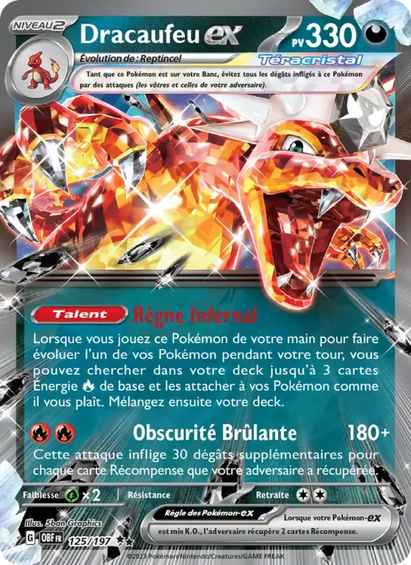 Carte Pokémon Dracaufeu-ex #125 — Flammes Obsidiennes