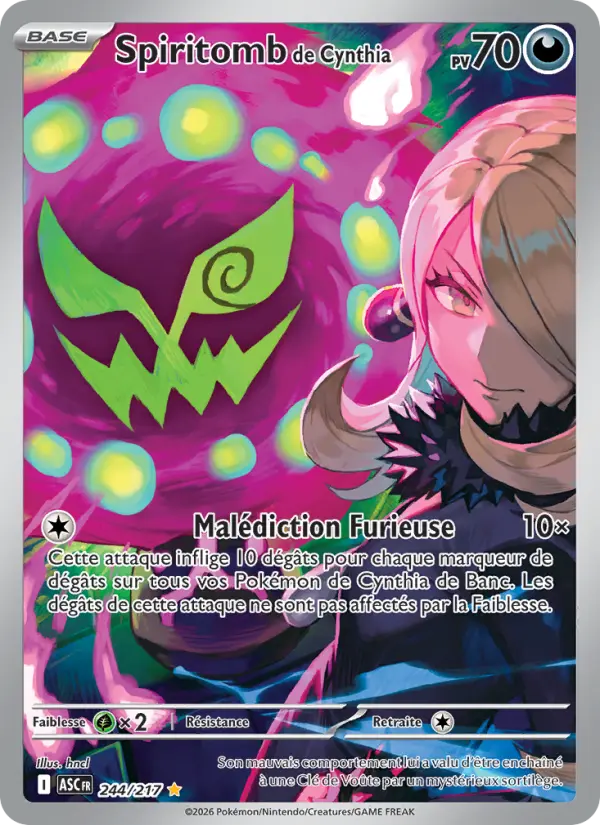 Carte Pokémon Spiritomb de Cynthia #244 — Héros Transcendants