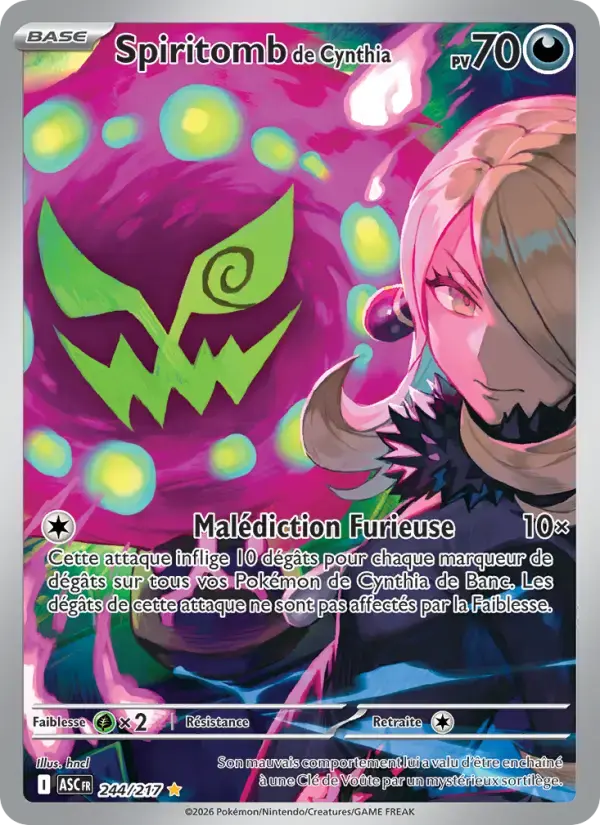 Carte Pokémon Spiritomb de Cynthia #244 — Héros Transcendants