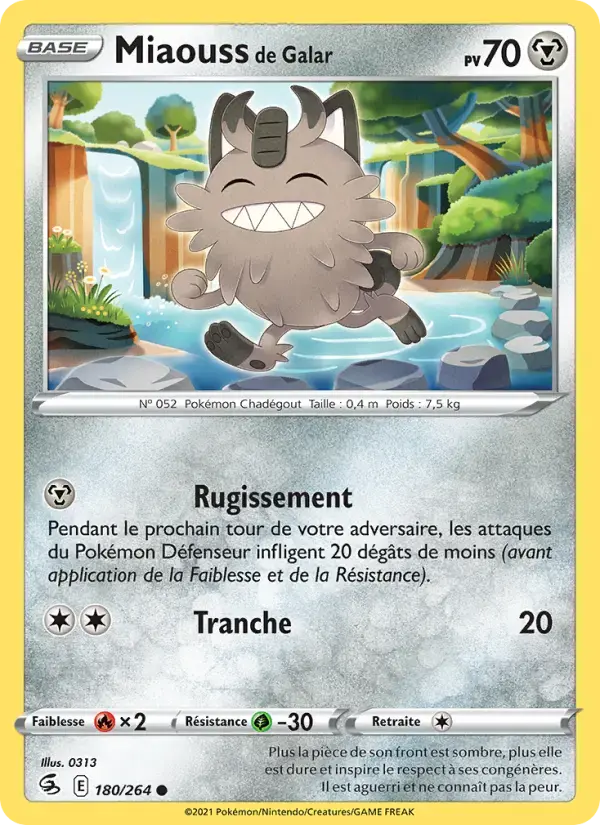 Carte Pokémon Miaouss de Galar #180 — Poing de Fusion