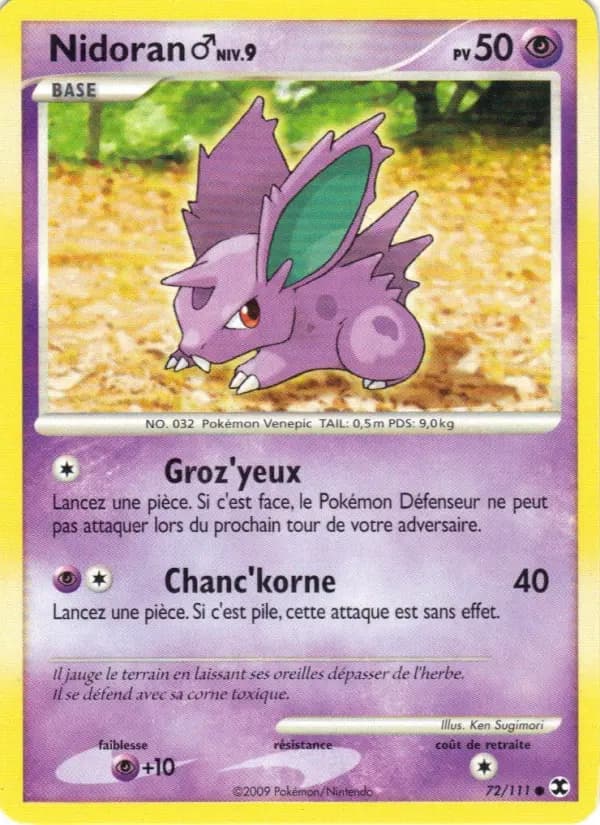 Carte Pokémon Nidoran♂ Niv. 9 #72 — Rivaux Émergeants