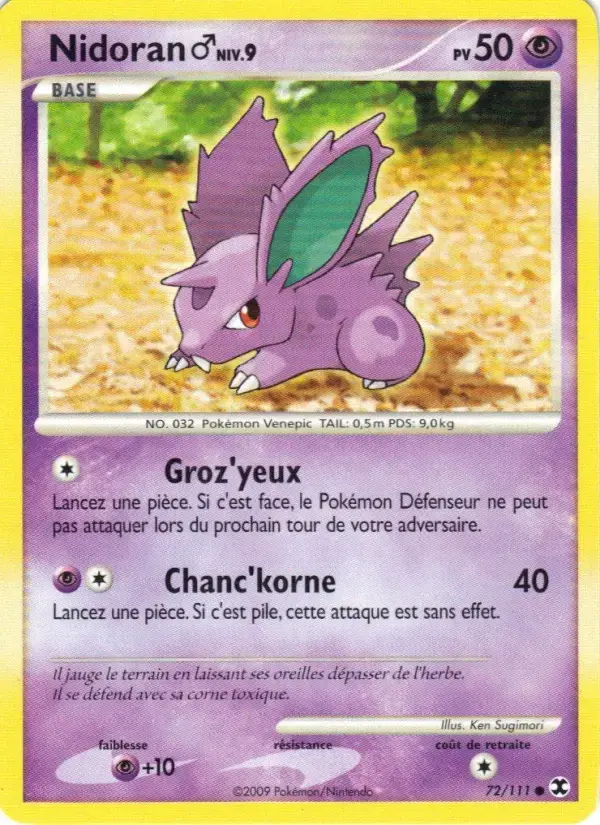 Carte Pokémon Nidoran♂ Niv. 9 #72 — Rivaux Émergeants