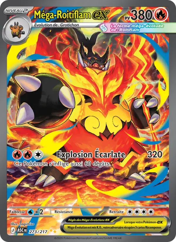 Carte Pokémon Méga-Roitiflam-ex #273 — Héros Transcendants