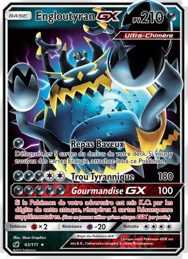 Carte Pokémon Engloutyran GX #63 — Invasion Carmin