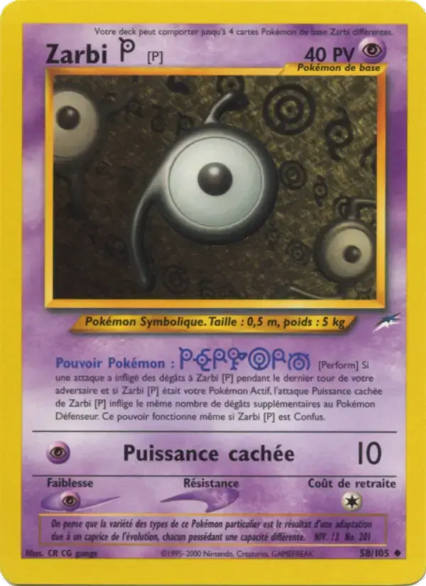 Carte Pokémon Zarbi P #58 — Neo Destiny