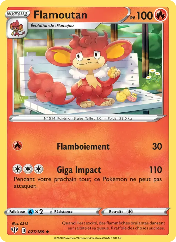 Carte Pokémon Flamoutan #27 — Ténèbres Embrasées