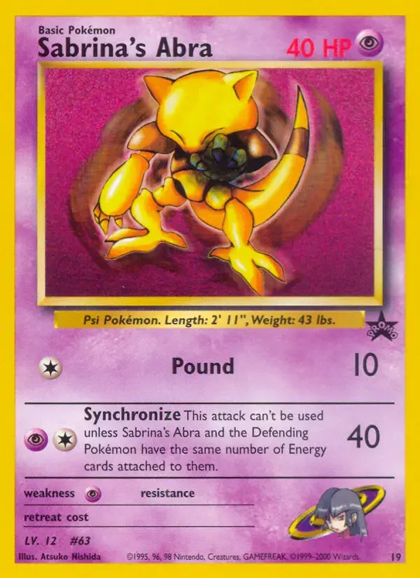 Carte Pokémon Sabrina's Abra #19 — Promos Wizards