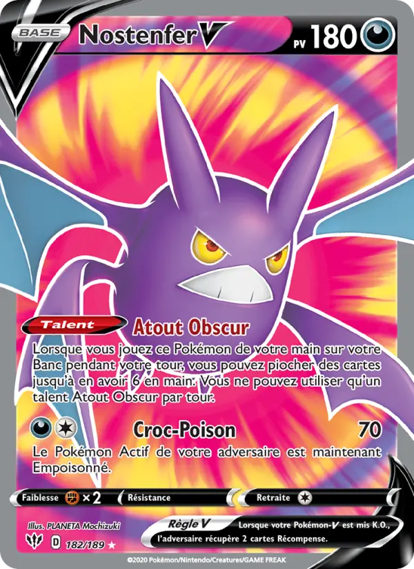 Carte Pokémon Nostenfer V #182 — Ténèbres Embrasées