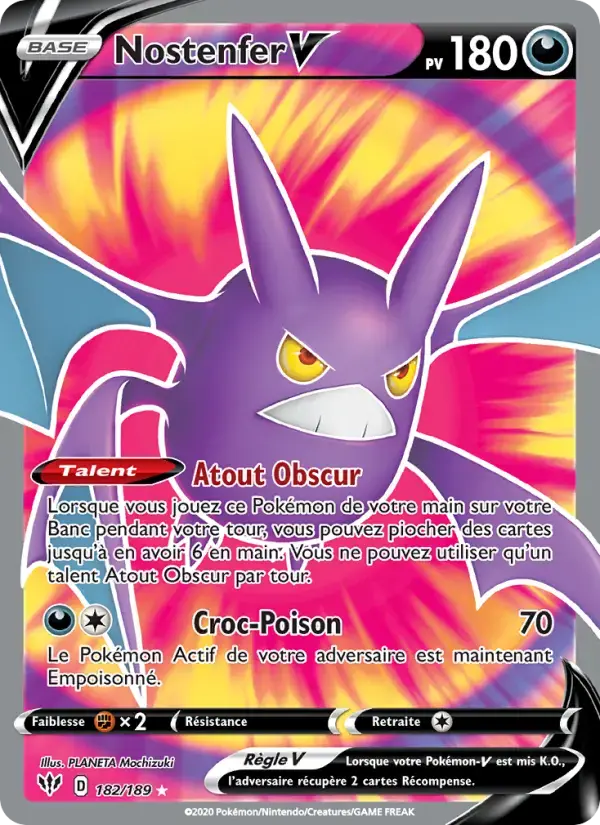 Carte Pokémon Nostenfer V #182 — Ténèbres Embrasées