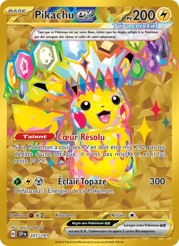 Carte Pokémon Pikachu-ex #247 — Étincelles Déferlantes