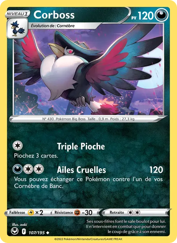 Carte Pokémon Corboss #107 — Tempête Argentée