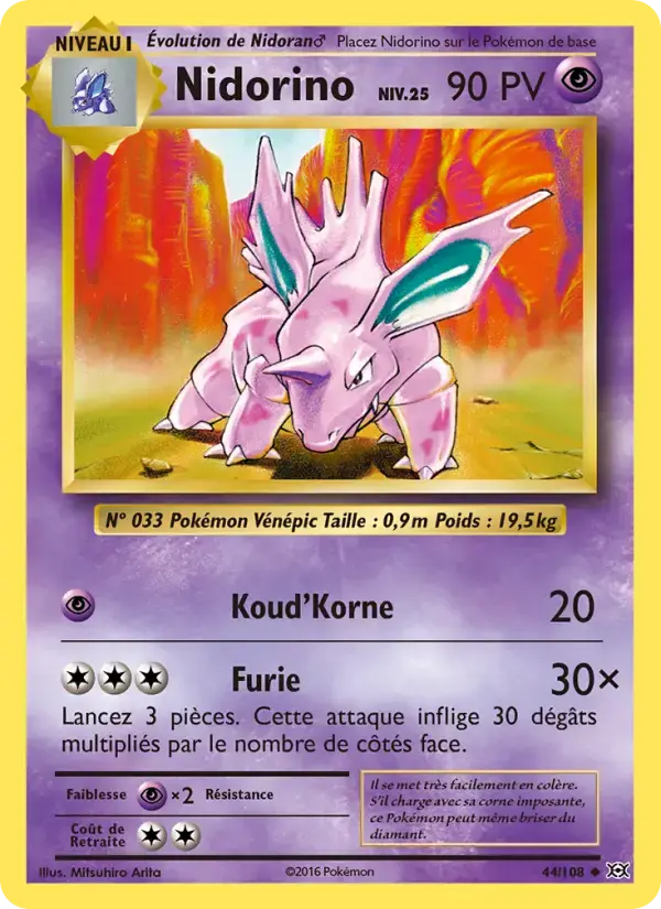 Carte Pokémon Nidorino #44 — Évolutions XY