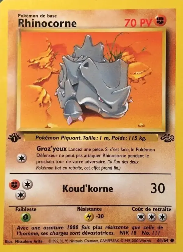 Carte Pokémon Rhinocorne #61 — Jungle