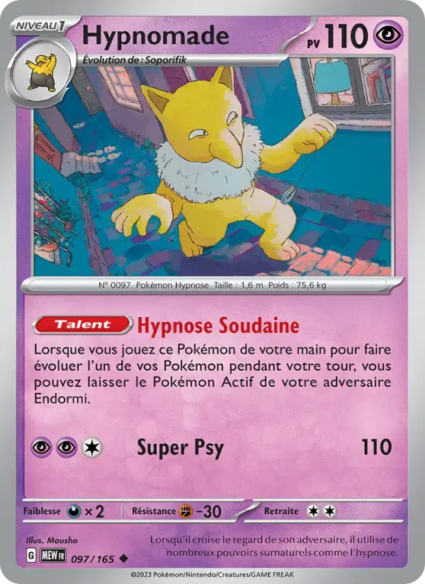 Carte Pokémon Hypnomade #097 — Pokémon 151