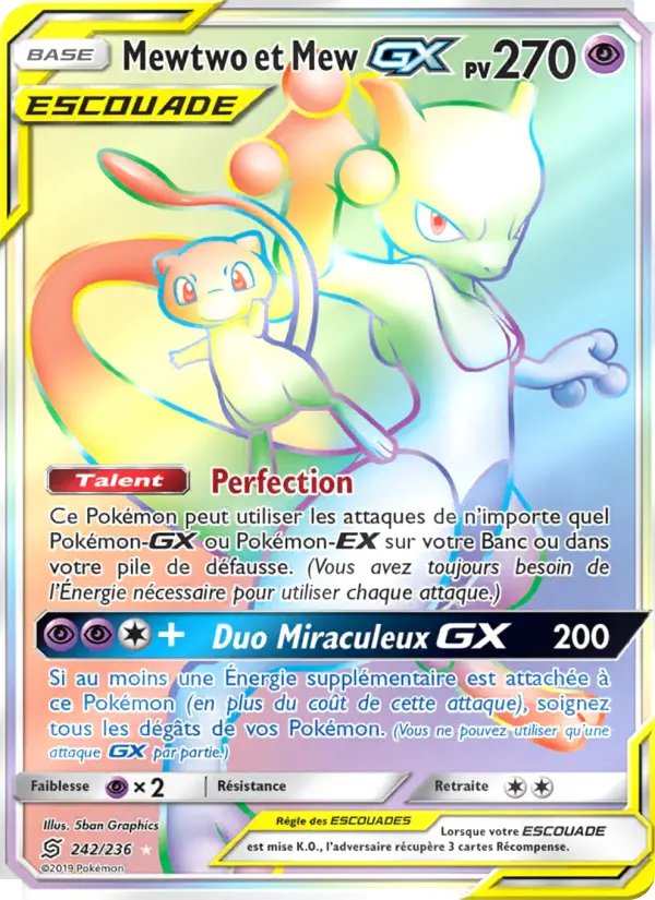 Carte Pokémon Mewtwo et Mew GX #242 — Harmonie des Esprits