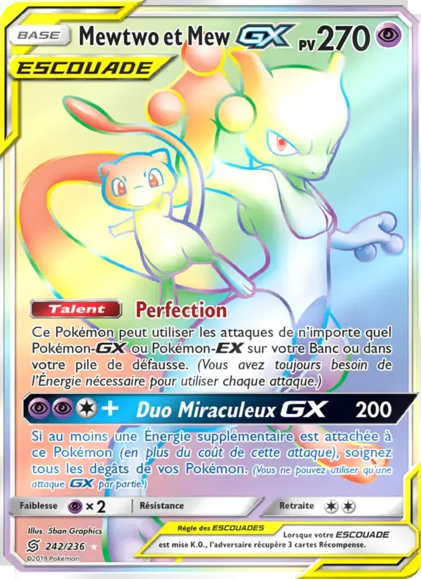 Carte Pokémon Mewtwo et Mew GX #242 — Harmonie des Esprits