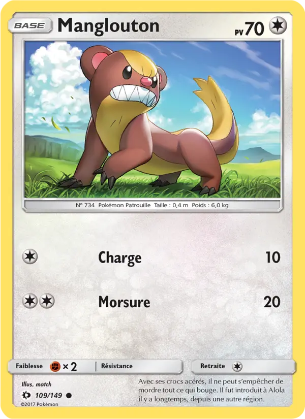 Carte Pokémon Manglouton #109 — Soleil et Lune
