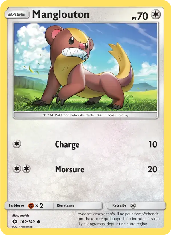 Carte Pokémon Manglouton #109 — Soleil et Lune