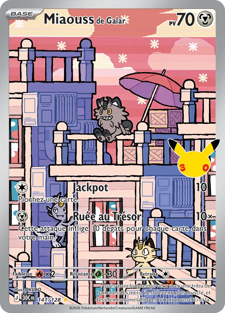 Carte Pokémon Miaouss de Galar #141 — 30ᵉ Anniversaire