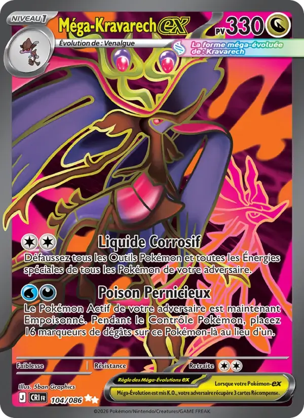 Carte Pokémon Méga-Kravarech-ex #104 — Chaos Ascendant