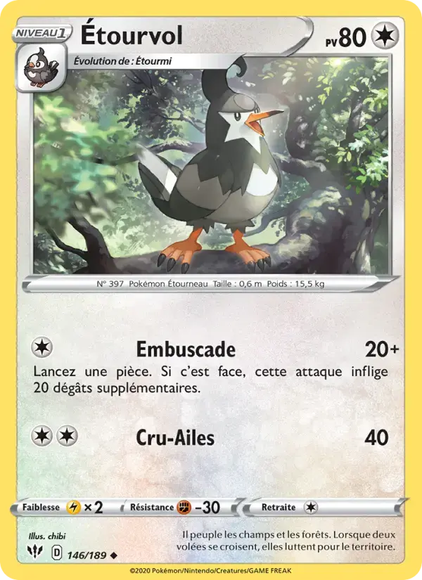 Carte Pokémon Étourvol #146 — Ténèbres Embrasées