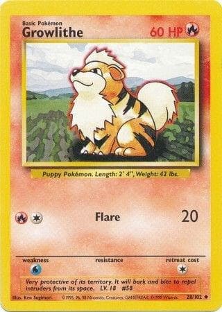 Growlithe #28 — Base Set