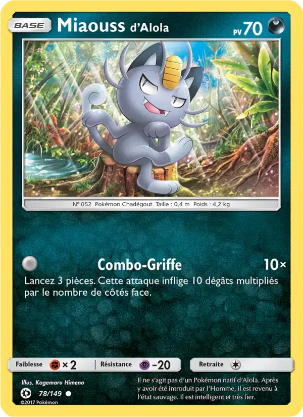 Carte Pokémon Miaouss d’Alola #78 — Soleil et Lune