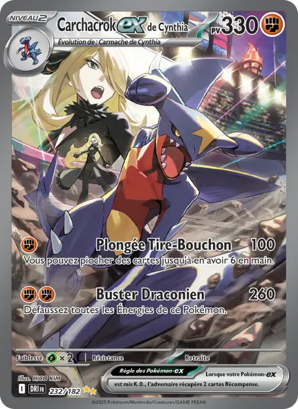 Carte Pokémon Carchacrok-ex de Cynthia #232 — Rivalités Destinées