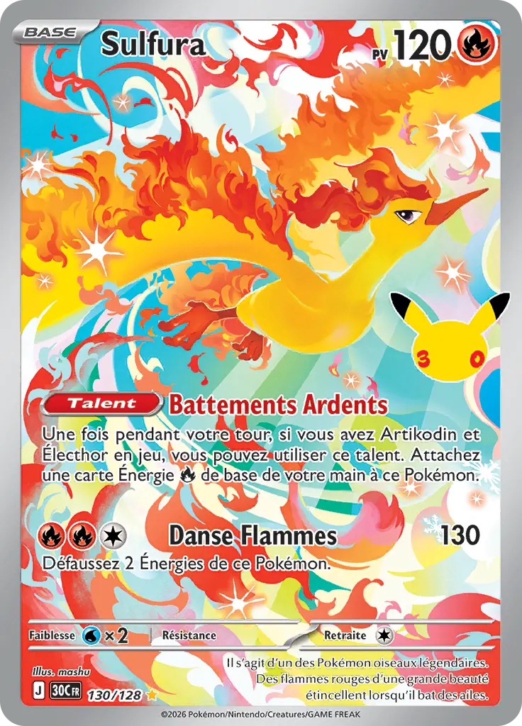 Carte Pokémon Sulfura #130 — 30ᵉ Anniversaire