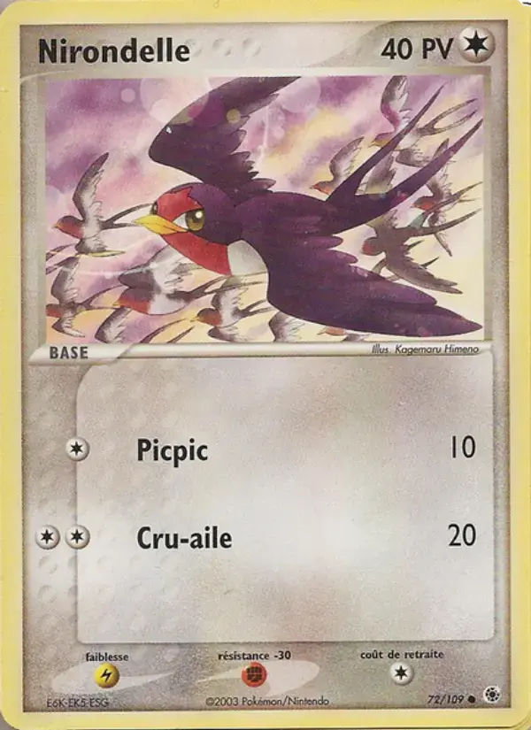 Carte Pokémon Nirondelle #72 — Rubis & Saphir
