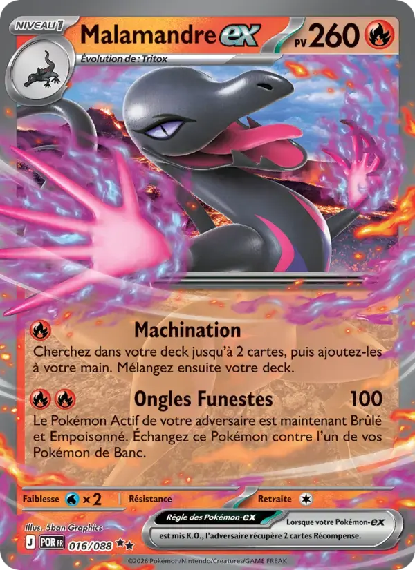 Carte Pokémon Malamandre-ex #016 — Équilibre Parfait