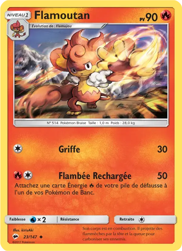 Carte Pokémon Flamoutan #23 — Ombres Ardentes